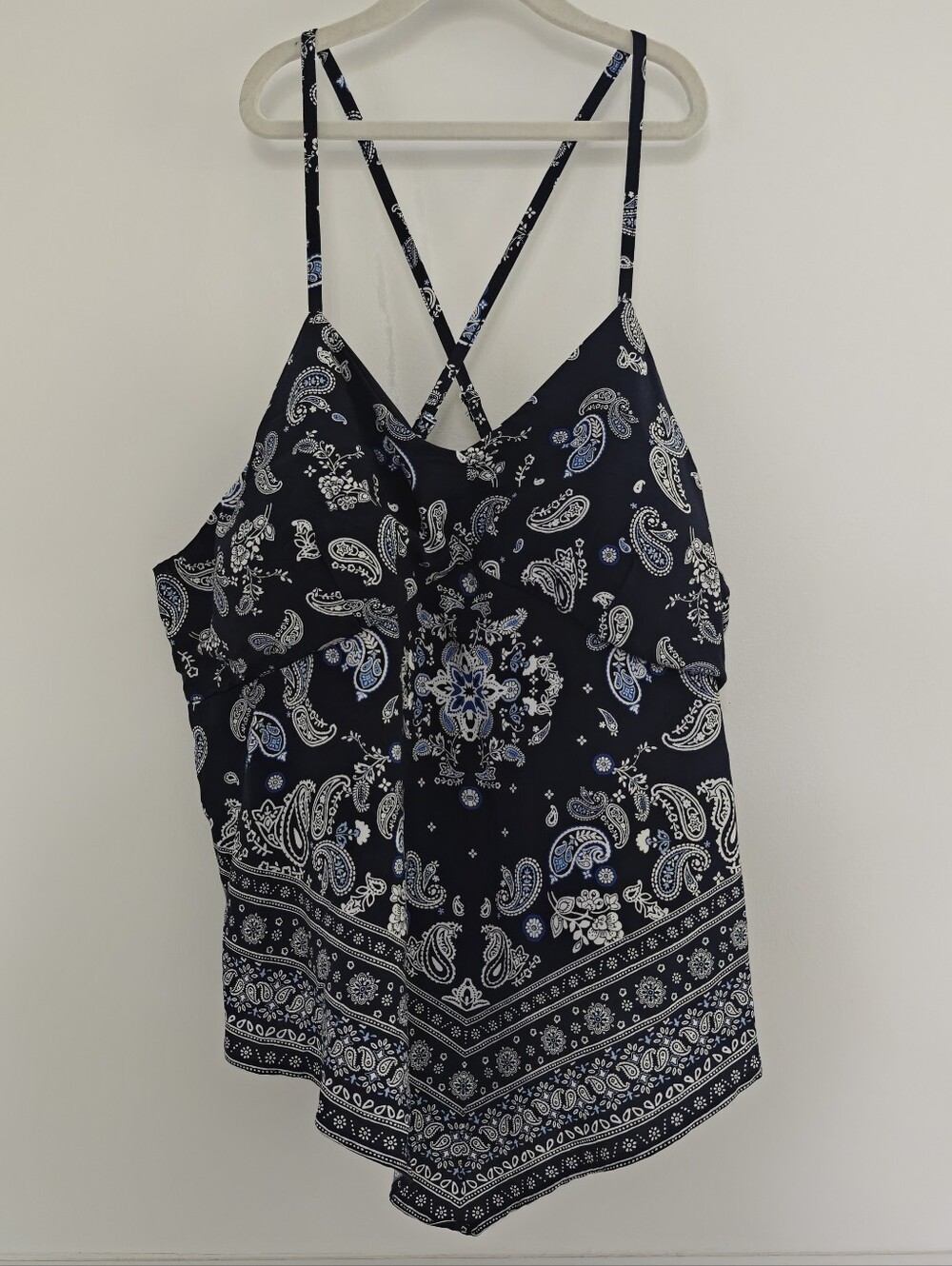 No Boundaries NWT dark navy paisley bandana print scarf top cami tank 3XL